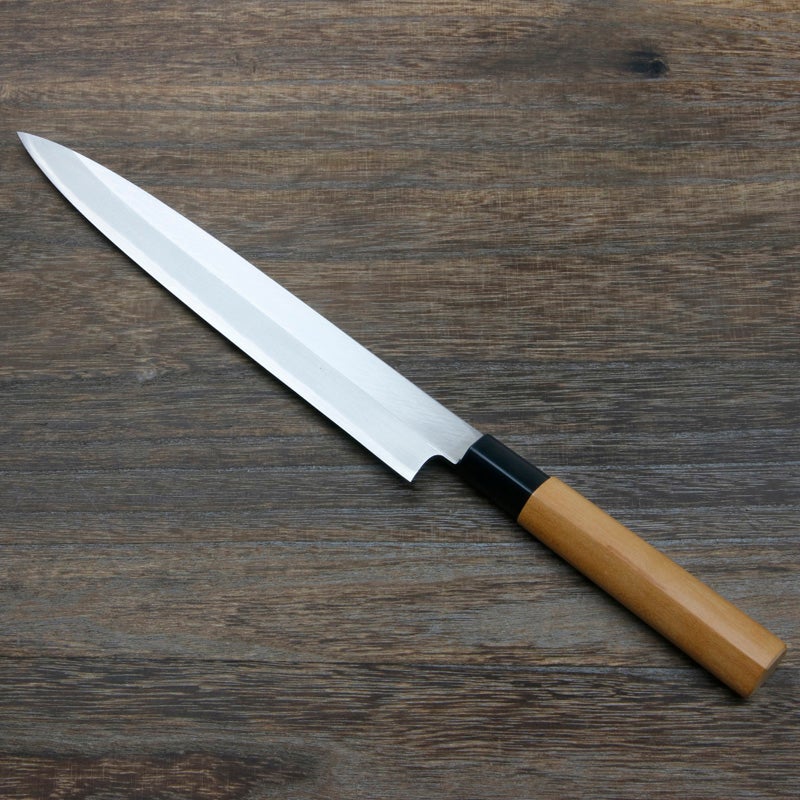 柳刃包丁 片刃 240mm 白紙2号 鋼付 左利き用 一般家庭向け 規格外品 全体