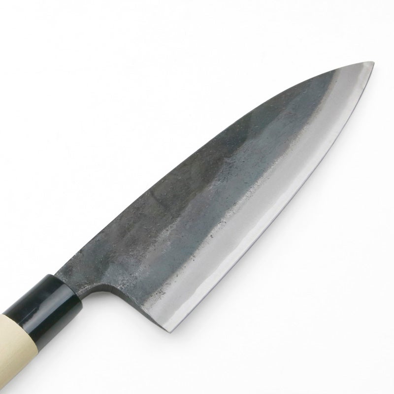 出刃包丁 両刃 180mm 白紙1号 割込み 黒打ち仕上げ 高級品 規格外品 刃先