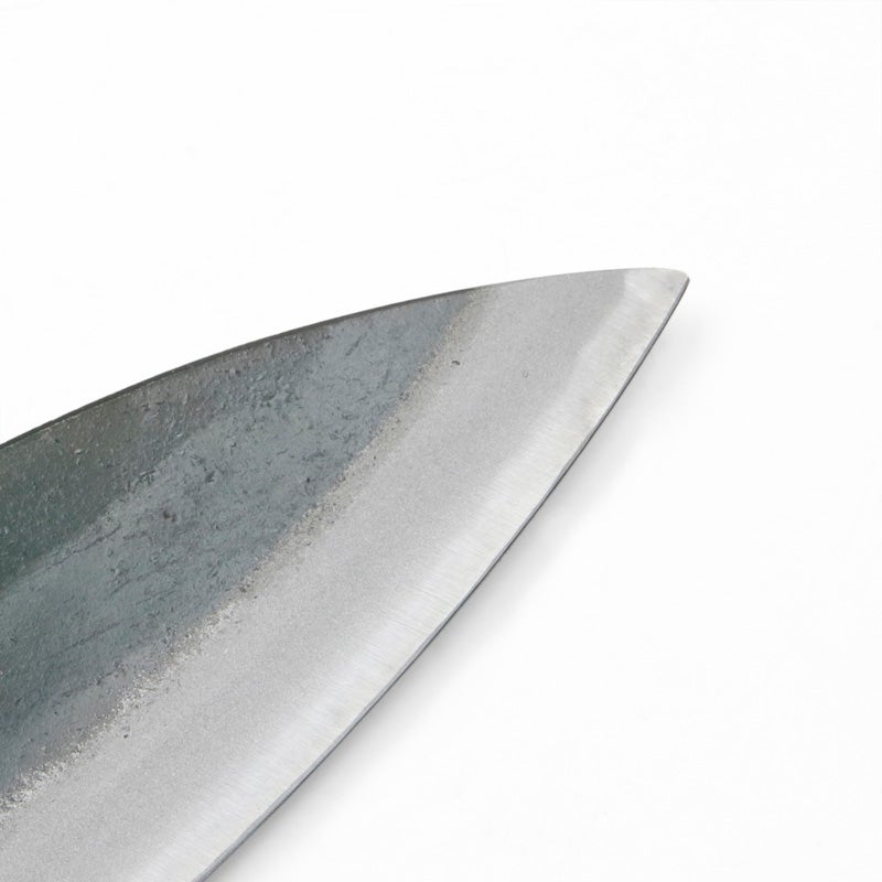 出刃包丁 両刃 180mm 白紙1号 割込み 黒打ち仕上げ 高級品 規格外品 拡大