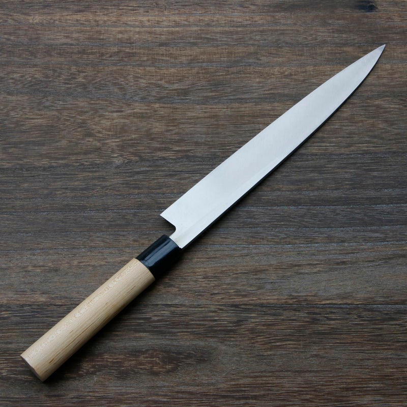 柳刃包丁 片刃 240mm 銀三ステンレス 桜柄 一般家庭用 規格外品 裏