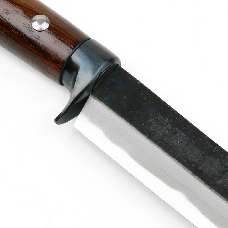東周作 アウトドア用黒打剣ナタ 150mm 白紙鋼 オイルステイン仕上げ 本皮ケース付き 規格外品 拡大