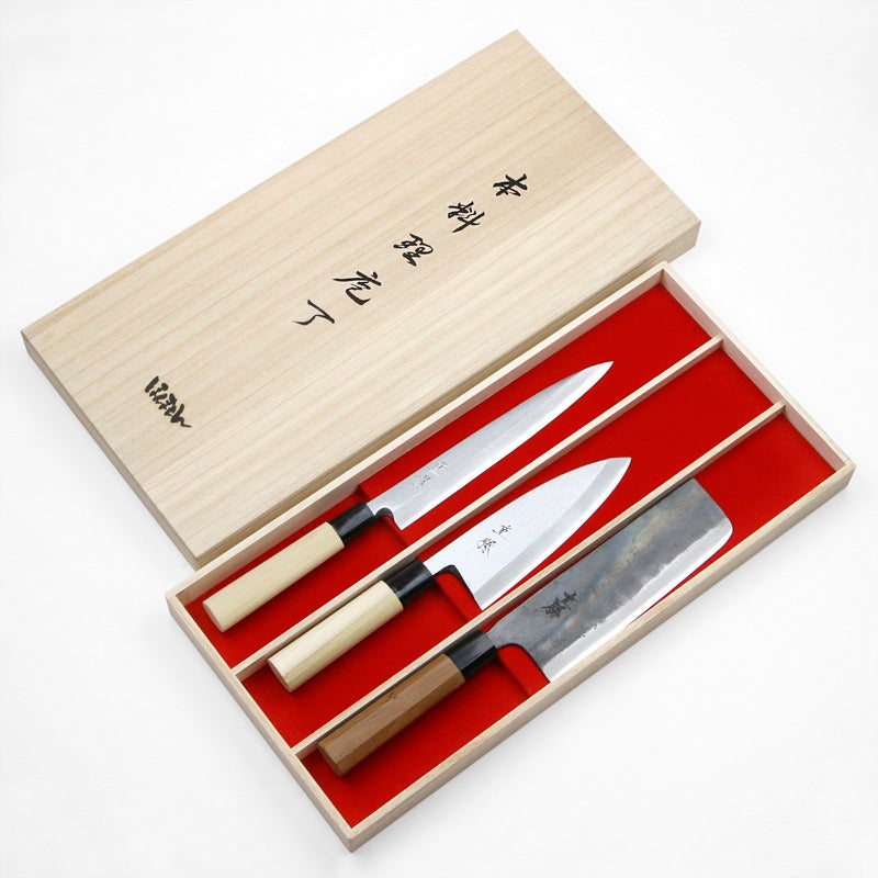 堺本家　清光　和包丁　3本組 堺 重勝 一般向和包丁 3本組出刃包丁 150mm 柳刃包丁 210mm黒打菜切