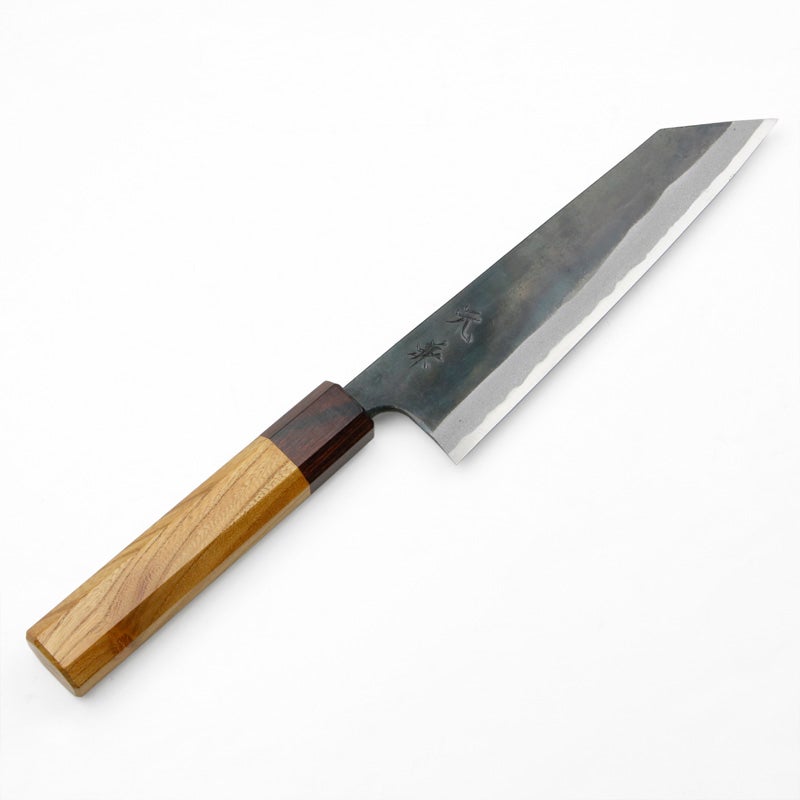 元兼 切付型 和牛刀 165mm 両刃 青紙1号 割込み 黒打ち仕上げ 切付 包丁 八角ケヤキ柄 土佐打ち刃物 極上品 全体