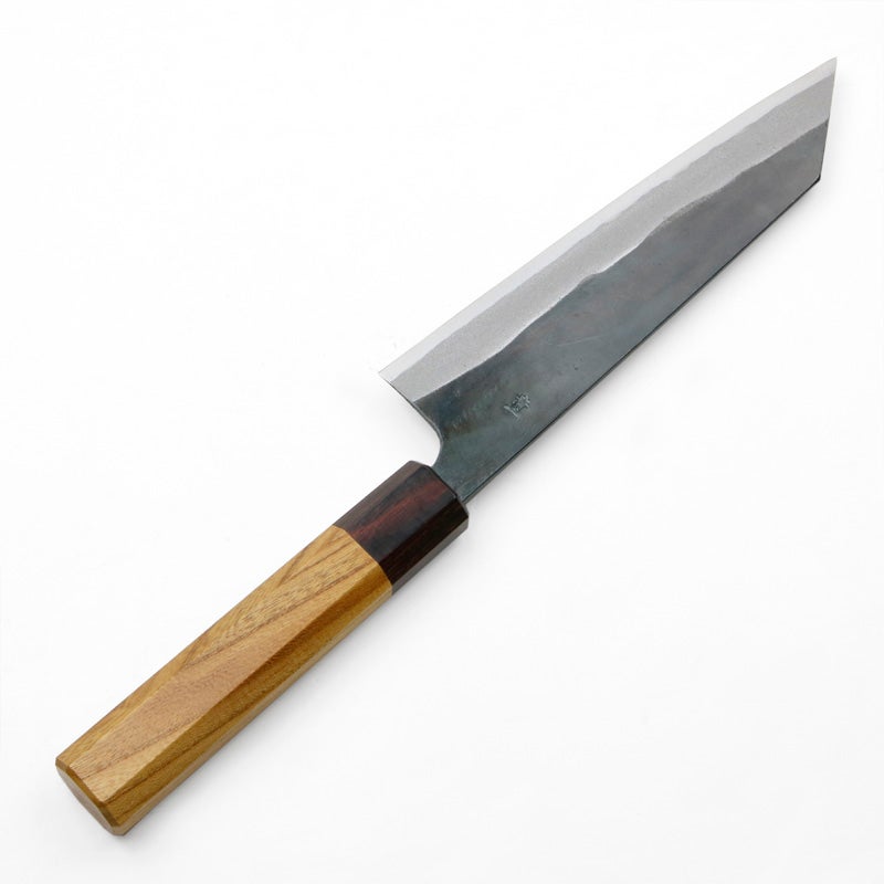 元兼 切付型 和牛刀 165mm 両刃 青紙1号 割込み 黒打ち仕上げ 切付 包丁 八角ケヤキ柄 土佐打ち刃物 極上品 裏