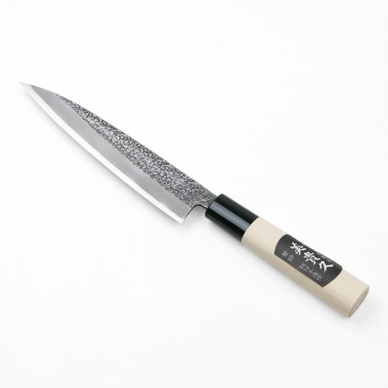 美貴久 万能包丁 片刃 150mm 白紙2号 鋼付 槌目仕上げ 左利き用 全体