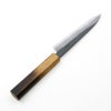 重勝 ペティナイフ 両刃 210mm 青紙2号 31層 ダマスカス模様 黒打ち仕上げ 焼き漆八角柄 裏