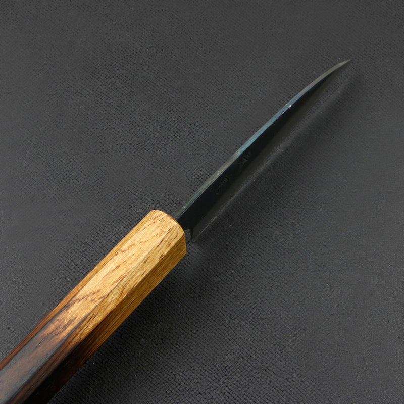 元兼 ペティナイフ 90mm 両刃 青紙スーパー 割込み 黒打ち仕上げ 焼き漆柄 土佐打ち刃物 極上品 峰
