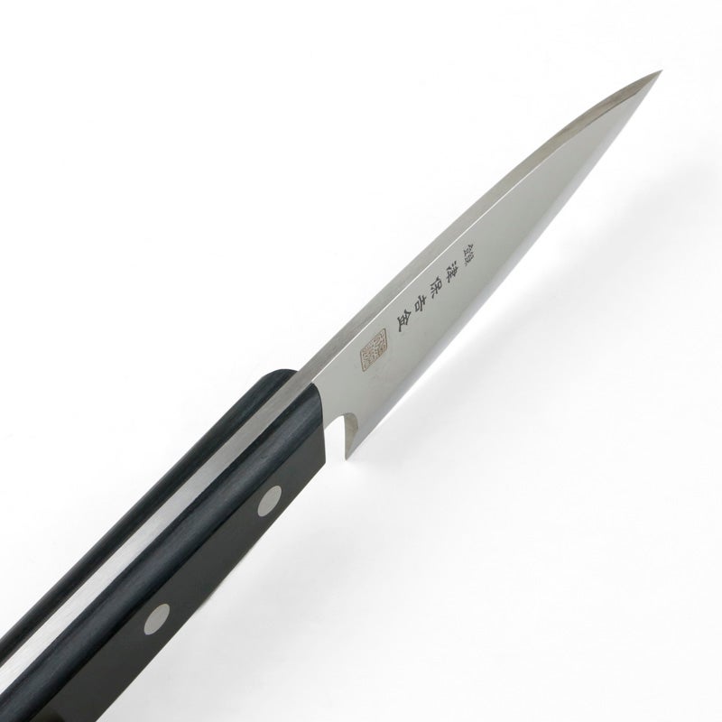 津保吉金 出刃包丁 片刃 120mm モリブデンステンレス鋼 黒合板柄 峰