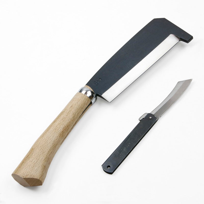 箸付黒打ち鉈 片刃180mm 刃当てカバー付き 肥後の王様特大プレゼント