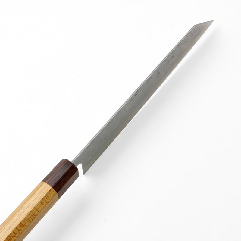 切付型 牛刀 210mm 両刃 スウェーデン鋼 和紙地 33層ダマスカス模様 八角ケヤキ柄 峰