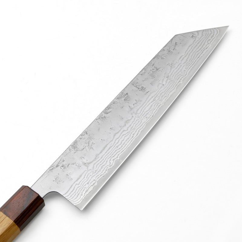 切付型 牛刀 210mm 両刃 スウェーデン鋼 和紙地 33層ダマスカス模様 八角ケヤキ柄 刃