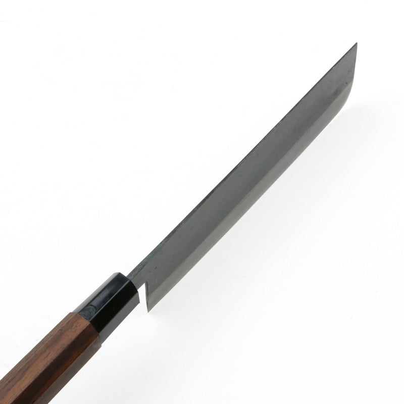 菜切り包丁 165mm 両刃 青紙2号 割込み 黒打ち仕上げ 八角クルミ柄 峰