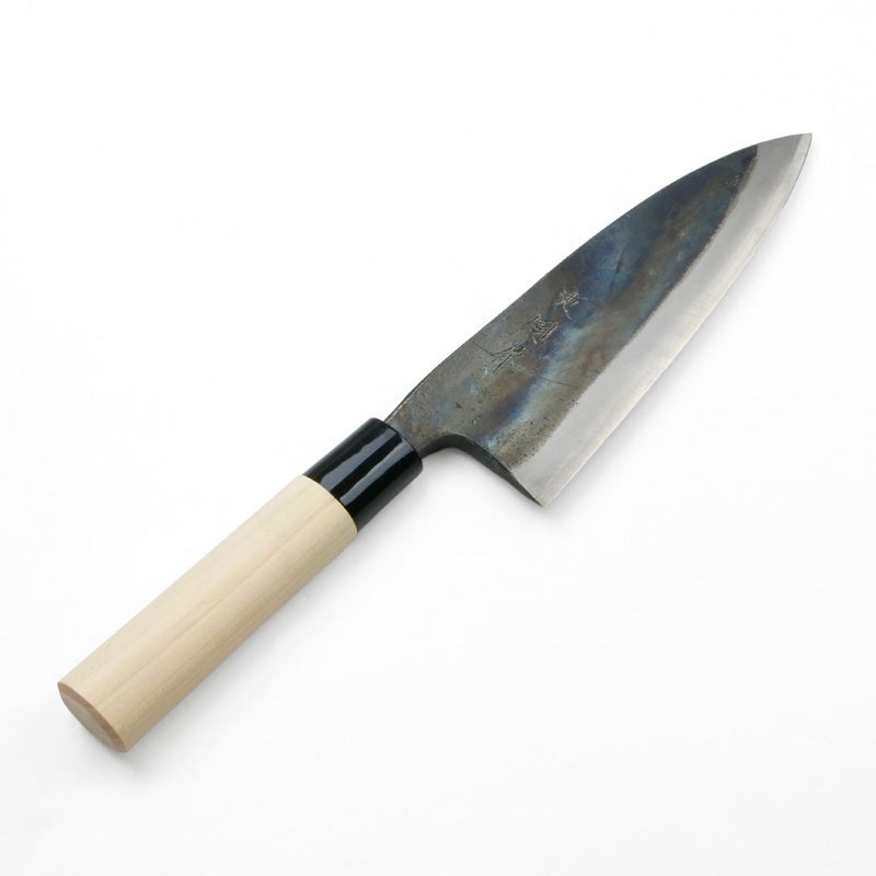 東周作 出刃包丁 両刃 165mm 白紙1号 割込み 黒打ち仕上げ 高級品 規格外品 全体
