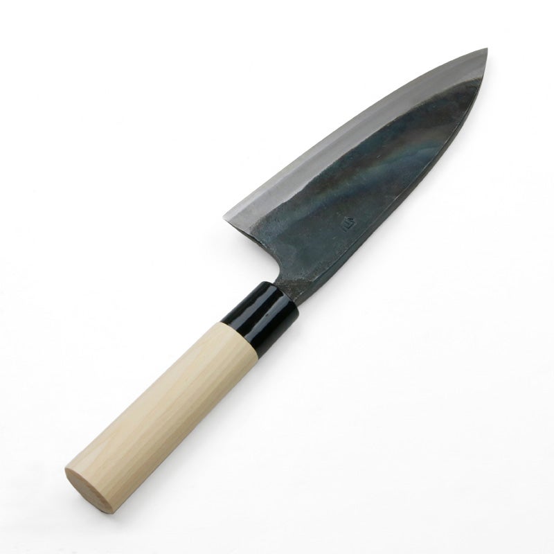東周作 出刃包丁 両刃 165mm 白紙1号 割込み 黒打ち仕上げ 高級品 規格外品 裏