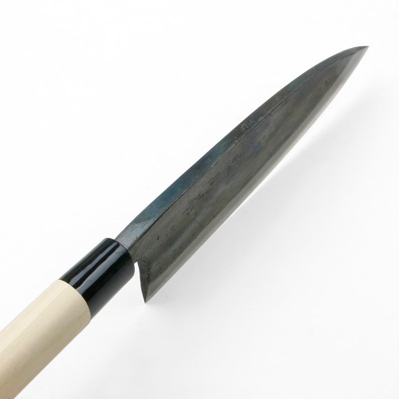 東周作 出刃包丁 両刃 165mm 白紙1号 割込み 黒打ち仕上げ 高級品 規格外品 峰