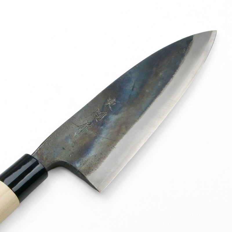 東周作 出刃包丁 両刃 165mm 白紙1号 割込み 黒打ち仕上げ 高級品 規格外品 刃