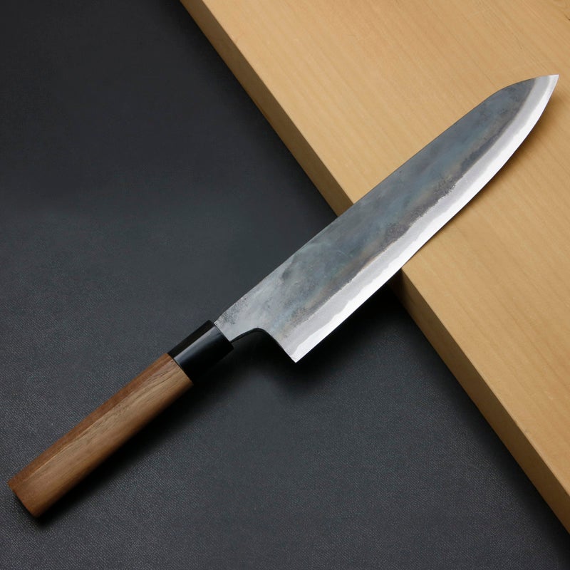 牛刀 240mm 両刃 青紙スーパー 割込み 黒打ち仕上げ クルミ柄 規格外品 全体