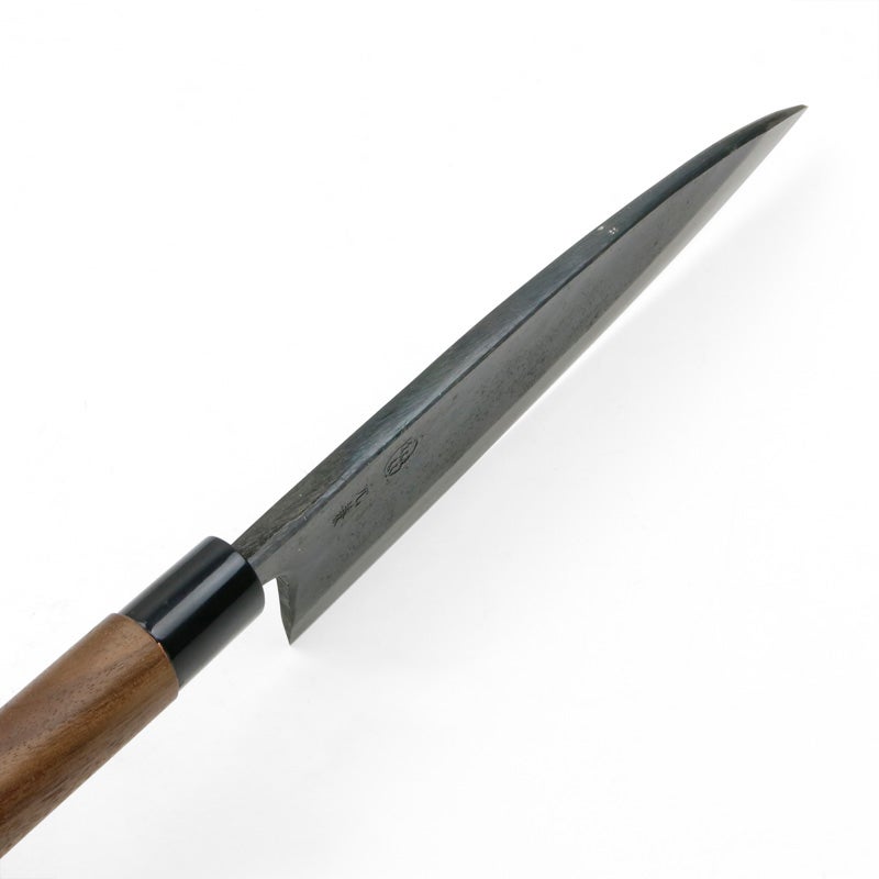 元兼 出刃包丁 180mm 両刃 青紙1号 割込み 黒打ち仕上げ クルミ柄 土佐打ち刃物 極上品 規格外品 峰